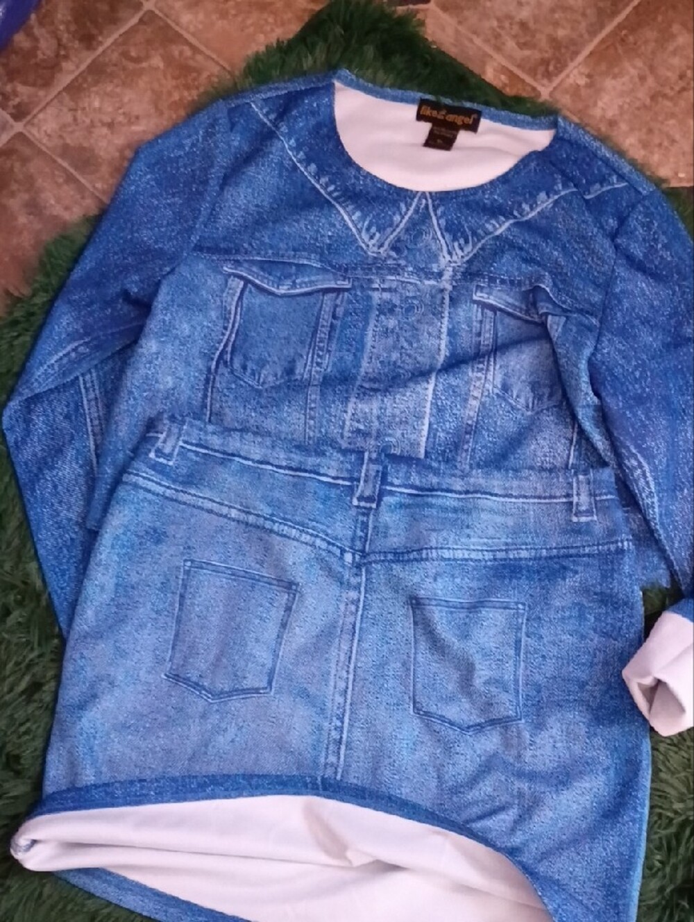 like an angel Blue Denim-Print Two-Piece Skirt Set - Picture 6 of 6